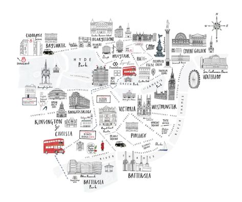 London Map | Work London Neighborhoods Map, London Sightseeing Map, London Map Aesthetic, London Tourist Map, Central London Map, London Map Art, City Maps Illustration, London Tube Map, Stratford London