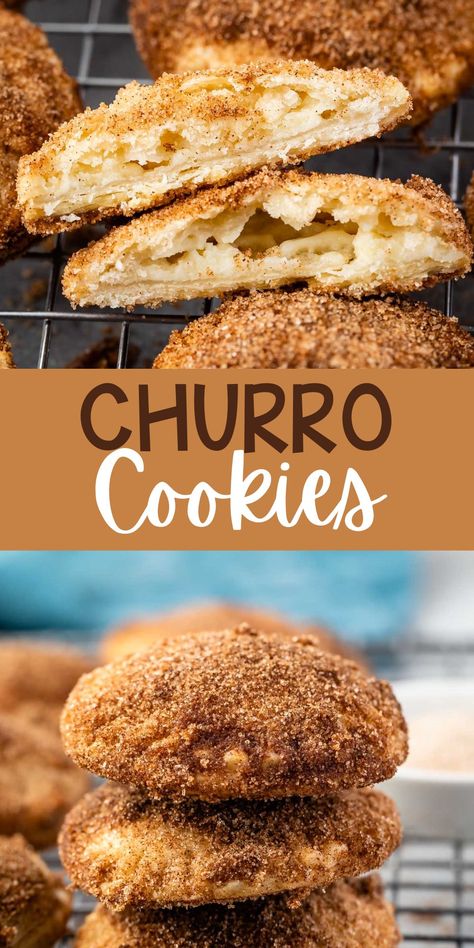 Churros Cookies Recipe Easy, Churrodoodle Cookie, Churro Cookies Easy, Churro Filling Recipes, Churro Donut Recipe, Joanna Gaines Churro Cookies, Churros Cookies Recipe, Mexican Pink Cookies Recipe, Hispanic Dessert Recipes