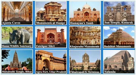 World Heritage Monuments in India – Indian Encyclopedia Monument In India, Ajanta Caves, India Holidays, Humayun's Tomb, Agra Fort, Government Job, India Facts, India Culture, Natural Heritage