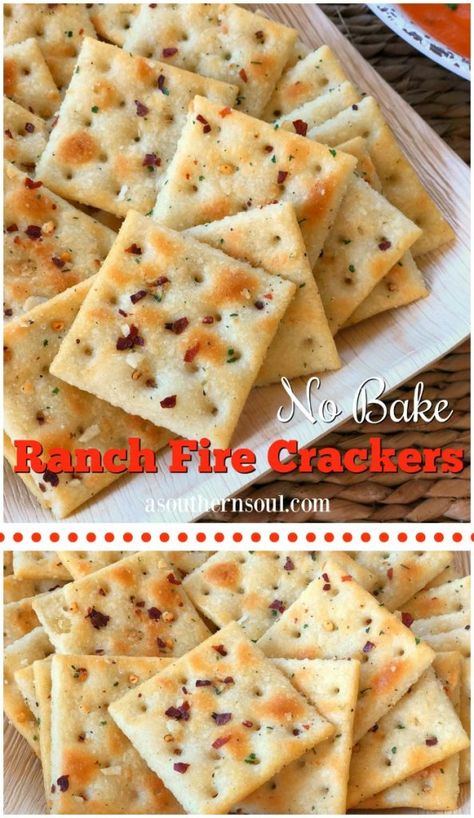 Ranch Crackers Recipe, Spicy Crackers Recipe, Spicy Crackers, Ranch Crackers, Seasoned Crackers, Fire Crackers, Party Snack Food, Saltine Crackers, Cracker Snacks