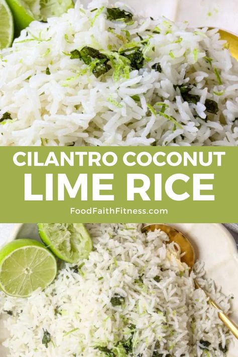 Fluffy jasmine rice infused with coconut milk, zesty lime, and fresh cilantro - a taste of the tropics! Fluffy Jasmine Rice, Coconut Jasmine Rice, Coconut Lime Rice, Jasmine Rice Recipes, Cilantro Lime Rice Recipe, Lime Rice Recipes, Fluffy Bed, Mango Curry, Cilantro Rice