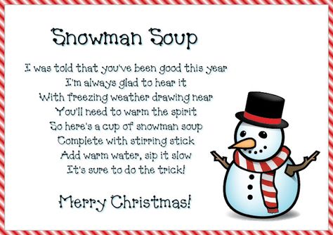 Snowman Soup Printables, Snowman Soup Poem, Snowman Soup, Printable Snowman, Purple Pumpkin, Christmas Poems, Christmas Labels, Frosty The Snowmen, Christmas Eve Box