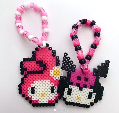 Kuromi Kandi, Aesthetic Perler Beads, Hama Beads Aesthetic, Matching Kandi Bracelets, Kandi Cuff Patterns, Kandi Inspo, Hamma Beads Ideas, Easy Perler Bead Patterns, Melty Bead Patterns