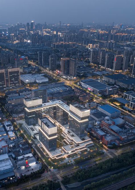 Bird-view perspective City Design Concept, Science Park, Futuristic Building, Technology Art, Skyscraper Architecture, Urban Fabric, Hangzhou, Future City, Parking Design