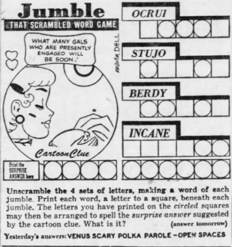 Clipped From Detroit Free Press #WordGame #Games #Vintage #1960s #1960 #WordScramble #Scramble Newspaper Games, Jumble Word Puzzle, Vintage Layout, Word Jumble, Jumbled Words, Scramble Words, Word Puzzle, Newspaper Cover, Logic Games