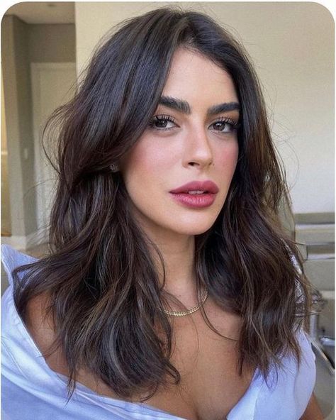 Medium Length Brown Hair, Brunette Hair Cuts, Brown Hair Inspo, Medium Length Haircut, Hairstyles For Layered Hair, Midlength Haircuts, Haircuts For Medium Hair, Haircuts Straight Hair, Mid Length Hair