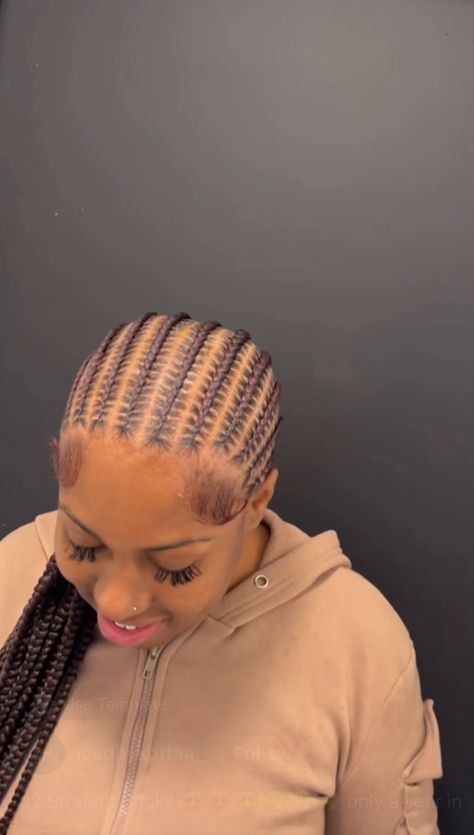 Ginger Straight Back Braids, Real Hair Hairstyles Black Women, Red Hair Ponytail, Straight Backs, Straight Back Braids, Scalp Braids, Quick Braids, Braided Hairstyles For Black Women Cornrows, Sleek Ponytail Hairstyles