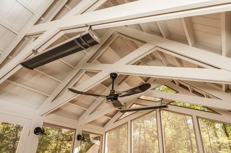 Vaulted Ceiling Beams, Scissor Truss, Ridge Beam, No Beer, Traditional Porch, Screened Porch Designs, Dream Farmhouse, Porch Ceiling, Screen House