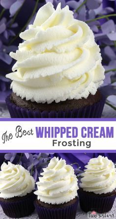 Best Whipped Cream Frosting, Best Whipped Cream, Cupcake Receptek, Cream Frosting Recipe, Whipped Cream Frosting Recipe, Whipped Cream Icing, Whipped Icing, Frosting Recipes Easy, Cream Icing