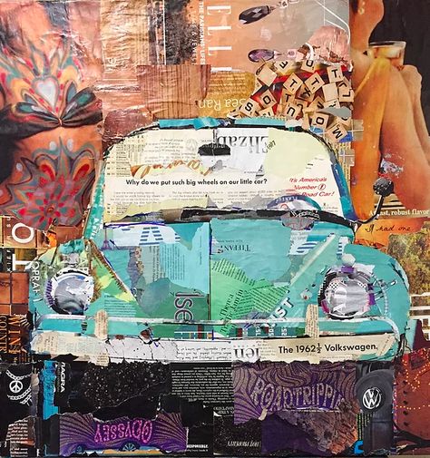 "I Had One"  #vintage #car #vw #collage #art #artwork #homedecor #decor Torn Paper Collage, Contemporary Collage, Business Graphics, Travel Collage, Robert Motherwell, Multimedia Arts, Ap Studio Art, Art Sketches Doodles, Collage Art Projects