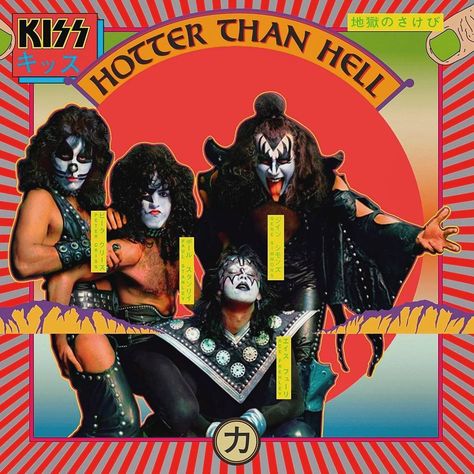 Hotter Than Hell, in full colour. Thoughts? #kiss #kissarmy #kissband #kissnation #hotterthanhell #albumart #rock #paulstanley #genesimmons #acefrehley #petercriss #thehottestbandintheworld Kiss Album Covers, Rock Album Cover, Eric Singer, Classic Rock Albums, Rock Album Covers, Rock & Roll, Kiss Army, Metal Albums, Hot Band