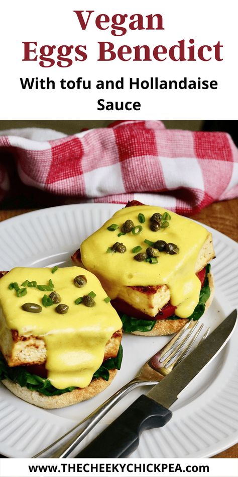 Make brunch the most exciting meal of the day with this Vegan Eggs Benedict recipe! English muffins are piled high with fried tofu “eggs” and creamy vegan hollandaise sauce. It’s a 30-minute meal that pairs perfectly with mimosas! Vegan Hollandaise, Tofu Eggs, Vegan Hollandaise Sauce, Benedict Recipe, Smoked Salmon And Eggs, Vegan Easter Recipes, Eggs Benny, Eggs Benedict Recipe, Creamy Eggs