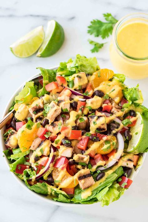 Caribbean Chicken Salad with Mango Dressing Chicken Salad Dressing Recipe, Caribbean Salad, Mango Salad Dressing, Mango Dressing, Chicken Salad Dressing, Caribbean Chicken, Mango Chicken, Salad Dressing Recipe, Mango Salad