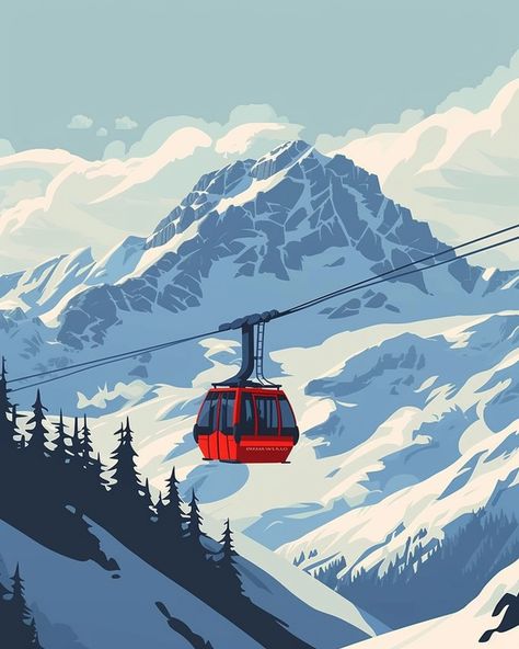 Ski Lift Painting, Snowboarding Stickers, Skiing Drawing, Skiing Wallpaper, Condor Andino, Snowboarding Art, Ski Drawing, Snowboard Art, Snowboard Design