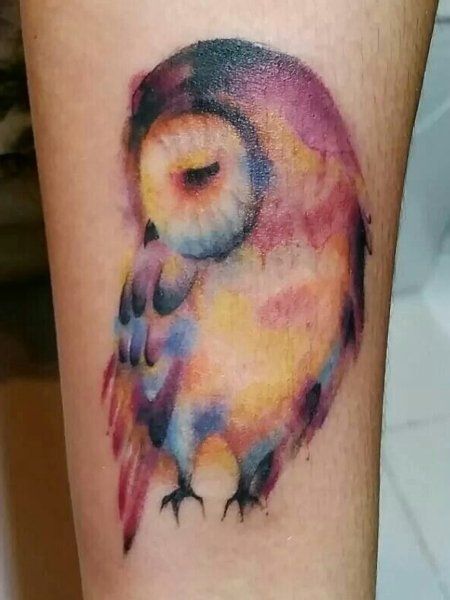 Watercolor Tattoos For Women, Watercolor Owl Tattoos, Watercolor Realistic, The Trend Spotter, Tattoo Watercolor, Band Tattoos, Owl Tattoo Design, Watercolor Tattoos, Tattoo Care