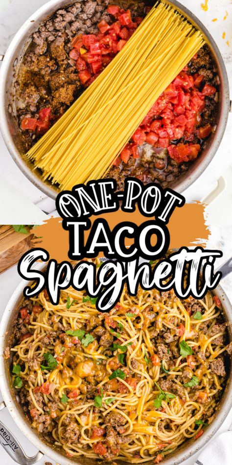 One Pot Taco Spaghetti, Beef Recipes Keto, Taco Spaghetti, Recipes With Ground Beef, One Pot Dinner, Ground Beef Recipes For Dinner, Recipes For Dinner, Beef Recipes Easy, Easy Casserole Recipes