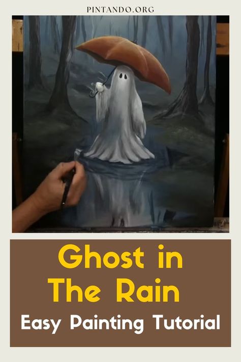 🎃 Get into the spooky spirit of Halloween with our chillingly fun painting tutorial! 🖌️ Join us on a creative adventure as we show you how to draw and paint a hauntingly beautiful scene: 'GHOST IN THE RAIN.' 🌧️👻 Perfect for all skill levels, this step-by-step guide will help you craft your own eerie masterpiece from the comfort of your home. 🏡👩‍🎨 Whether you're looking to decorate for the season or simply want to indulge your creative spirit, this tutorial promises an unforgettable... Halloween Canvas Paintings, Happy Halloween Pictures, Wine And Canvas, Draw And Paint, Painting Art Lesson, Hauntingly Beautiful, Halloween Painting, Acrylic Painting Tutorials, Simple Acrylic Paintings