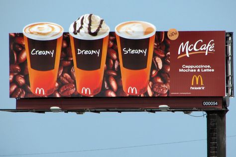 #November 8 #NationalCappuccinoDay #OOH #creative #coffee #Bulletin #Billboard #Mcafe #McDonalds Beer Billboard Design, Coffee Shop Billboard, Creative Billboard Design Ideas, M Cafe, Design Campaign, Graphic Shapes Design, Name Boards, Billboard Design, Teen Girl Rooms