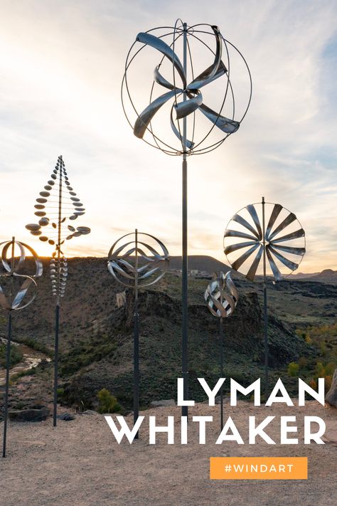 Grouping of wind sculptures by Lyman Whitaker. Kinetic Wind Art, Wedding Sculpture, Outdoor Trampoline, Wind Art, Wind Sculptures, Sensory Garden, Kinetic Art, Kinetic Sculpture, Metal Art Projects