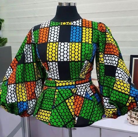 Ankara Tops Blouses, Ankara Peplum Tops, African Blouses, African Tops, African Print Tops, Best African Dresses, Short African Dresses, African Fashion Skirts, African Print Dress Designs