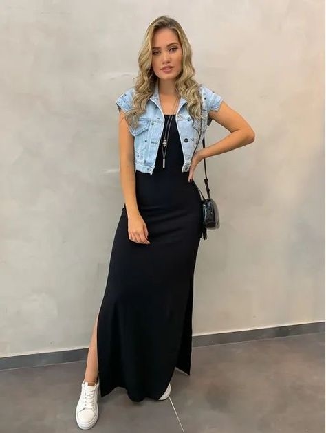 Vestido largo con zapatillas 🤭👌🏾 Casual Chic Outfits, Gaun Fashion, Elegante Casual, Causual Outfits, Casual Chic Outfit, Looks Vintage, Modest Outfits, Skirt Outfits, Look Fashion