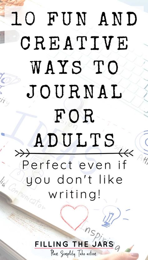 Creative journal ideas inspiration with 10 fun and easy creative ways to journal. Creative journaling ideas for adults to keep the boredom at bay. DIY creative journal ideas and creative ways to fill a journal and nurture your creativity even if you don’t like to write. Practical Journal Ideas, How To Fill A Journal Ideas, Journal Writing Styles, Interesting Journal Ideas, Journal Style Ideas, How To Fill My Journal, Things To Fill A Journal With, Tools For Journaling, Journaling Creative Ideas