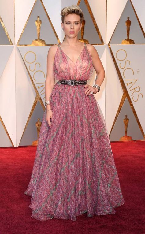 Scarlett Johansson from Oscars 2017 Red Carpet Arrivals  In Alaia Oscars 2017, Red Carpet 2017, Rachel Ray, Madame Tussauds, Carpet Styles, Lace Pink Dress, Project Runway, Fashion Wishlist, American Idol