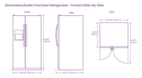 Refrigerator Measurements, Columns In Living Room, Refrigerator Design, Fridge Size, Double Fridge, Fridge Dimensions, Two Door Refrigerator, Floor Plan Symbols, Refrigerator Dimensions