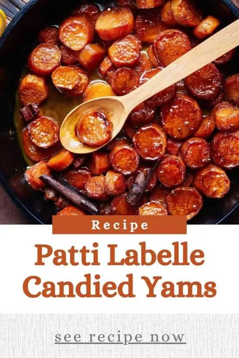 Patti Labelle, the renowned singer, is also known for sharing her delicious recipes with the world. One of these well-loved dishes is her Candied Yams, a soulful and indulgent dessert that has gained popularity for its delightful combination of flavors. This classic Southern recipe is a must-try for anyone who loves sweet treats, as it perfectly showcases the mouth-watering blend of sweet potatoes, butter, and brown sugar with tantalizing spices. Black Folks Candied Yams, Yam Patties Recipes, Yam Patties, Pattie Labelle Sweet Potato Pie, How To Cook Yams, Candid Yams Recipe Soul Food, Patty Labelle Sweet Potato Pie Recipe, Yam Patties Recipes Frozen, Candied Yams