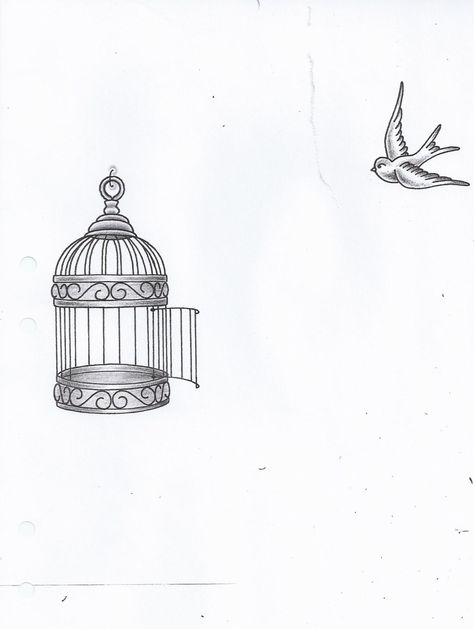 This is pretty much exactly what I want for my tattoo, except with the bird flying AWAY Bird Flying Out Of Cage, Birdcage Drawing, Bioshock Tattoo, Birdcage Tattoo, Cage Tattoo, Small Bird Tattoos, Cage Tattoos, Black Bird Tattoo, Flying Bird Tattoo