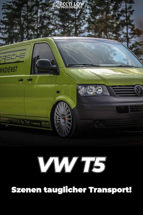 Dieser Transporter ist nicht nur auffällig, sondern auch Szenen tauglich. In nur 12 Wochen hat Adrian Göstl den VW T5 zu dem gemacht, was er heute ist. Vw T5 Tuning, T5 Tuning, T5 Transporter, Tuning Cars, Wide Body Kits, Transporter T5, Vw T5, Car Tuning, Body Kit