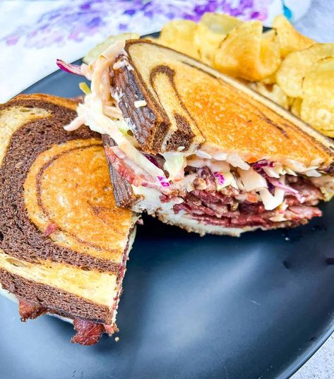 The Best Rachel Sandwich - Cook What You Love Rachel Sandwich, Cheese Slaw, Homemade Russian Dressing, Homemade Pastrami, Pastrami Sandwich, Rachel James, Red Meat Recipes, Chicken Pasta Salad, French Dip