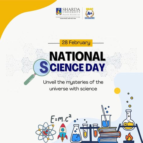 Every experiment and every discovery had revolutionalized humanity towards brilliance. Today we recognize its importance and celebrate 𝐍𝐚𝐭𝐢𝐨𝐧𝐚𝐥 𝐒𝐜𝐢𝐞𝐧𝐜𝐞 𝐃𝐚𝐲. A day named after the discovery of the Raman Effect by Sir C.V. Raman in 1928. Happy National Science Day to the next generation of scientists and innovators! #NationalScienceDay #science #ScienceDay #CVRaman #scientist #physics #chemistry #ShardaUniversity #shardauniversityinternational #ATrulyGlobalUniversity #LearningBeyondBoundaries Raman Effect, C V Raman, National Science Day, Science Day, National Days, Private University, The Next Generation, Next Generation, Scientists