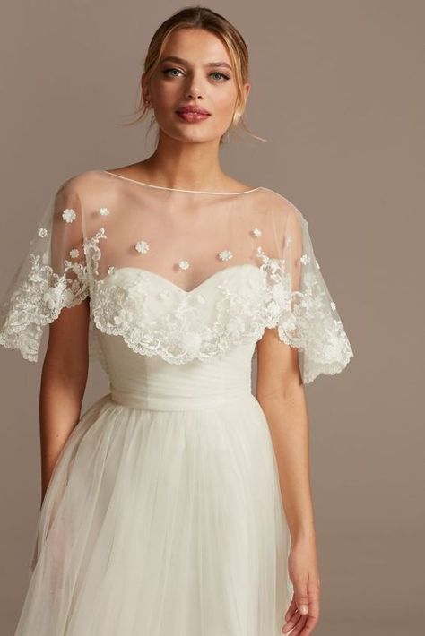 Wedding Dress Capelet, After Wedding Dress, Lace Capelet, Bridal Capelet, Tulle Cape, Simple Wedding Gowns, Wedding Dress Accessories, Necklines For Dresses, Book An Appointment