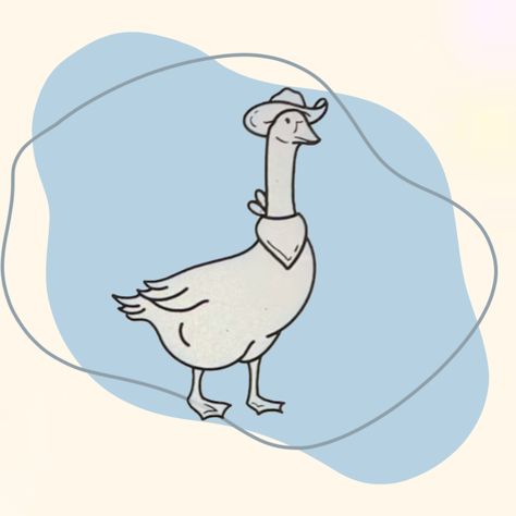 Blue cowboy goose widget Goose Drawing Simple, Ariana Tattoos, Goose Doodle, Forest Room Ideas, Cowboy Animals, Cowboy Hat Drawing, Goose Drawing, Goose Tattoo, Goose Design