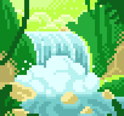 Watercolor Pixel Art, Minecraft Pixel Art Painting, 36x36 Pixel Art, Realistic Pixel Art, 32x32 Pixel Art Grid, Pixel Painting, Painting Minecraft, Spanish Questions, Waterfall Art