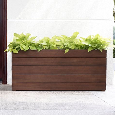 $219 - Belham Living Winfield Rectangle Planter - 39W x 17D x 17H in. - Planters at Hayneedle Wood Planters Outdoor, Planters Outdoor, Wooden Outdoor Furniture, Wooden Pot, Rectangle Planters, Outdoor Wood Furniture, Rectangular Planters, Patio Planters, Tall Planters