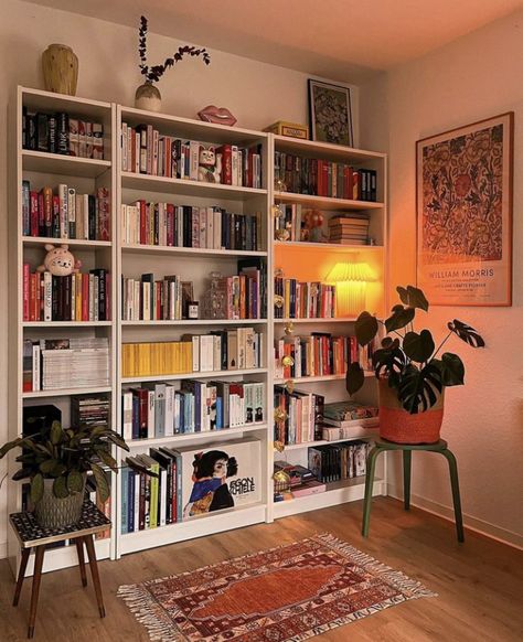 Cool Bookshelf, Bookcases Ideas, Wall Library, Home Library Rooms, Bookshelf Inspiration, Ikea Wall, Home Library Design, Bookshelf Design, Bookshelves Diy