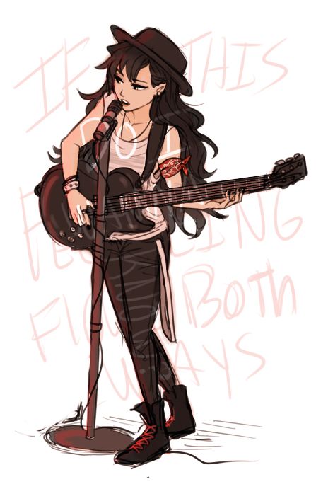 RWBY Rock AU by dashingicecream. Blake Belladonna Boom Clap, Blake Belladonna, Too Busy, Rwby, Singing, Guitar, Tumblr, Music