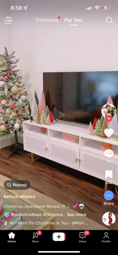 Cute Christmas Apartment Decor, College House Christmas Decorations, College Apartment Christmas Decor, Christmas Decor College Apartment, Christmas College Apartment, Christmas Decor Ideas Preppy, College Apartment Christmas Decorations, College Christmas Decorations, Christmas Dorm Decor