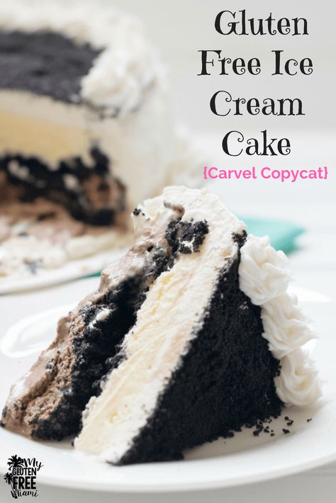 Gluten Free Ice Cream Cake, Carvel Ice Cream Cake, Carvel Ice Cream, Cakes Gluten Free, Dairy Queen Ice Cream Cake, Brownie Ice Cream Cake, Gluten Free Chocolate Cookies, Allergy Recipes, Cake Gluten Free