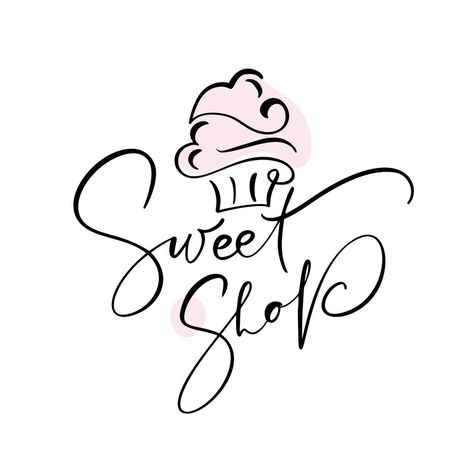 Logo Sweet, Dessert Logo, Shop Vector, Sweet Logo, Candy Logo, Food Logo Design Inspiration, Candy Bar Birthday, Cupcake Logo, Beach Wall Collage