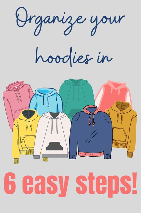 In this "how to fold a hoodie" tutorial I show you how to neatly fold a hoodie while keeping the logo or picture visible! How To Organize And Store Hoodies, Hooded Sweatshirt Organization Ideas, Best Way To Organize Sweatshirts, Hoody Storage, Storage For Hoodies, Hoodie Closet Organization, Hoodie Hanging Ideas, Hanging Hoodies In Closet, Hoodies Storage Ideas