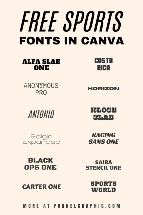 Free Sports Fonts In Canva Cute Fonts To Write, Cute Fonts Alphabet Cursive, Cute Fonts Alphabet Bubble, Cute Fonts Alphabet Doodles, Free Sports Fonts, Energetic Branding, Fonts For Business, Logo Fonts Free, Free Canva Fonts