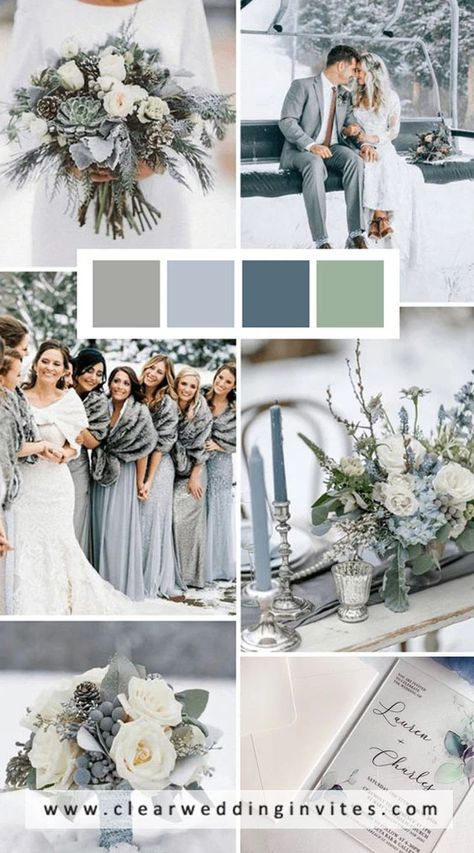 Winter Wedding Flowers - Great! I love them - Visit to See More IMMEDIATELY! Wedding Color Schemes Winter, Winter Wedding Color Palette, Blue Winter Wedding, Wedding Color Pallet, February Wedding, Winter Wedding Colors, Wedding Themes Winter, Winter Wedding Decorations, Winter Wedding Inspiration