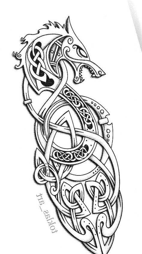 Long Tattoo Design Arm, Celtic Wolf Tattoo Design, Viking Wolf Tattoo Design, Fenrir Tattoo Design, Celtic Wolf Tattoo, Fenrir Tattoo, Celtic Dragon Tattoos, Celtic Wolf, Viking Tattoo Symbol