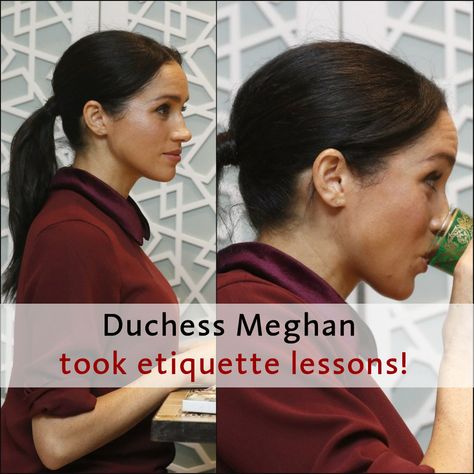 #DuchessMeghan took etiquette lessons before moving to #England to marry #PrinceHarry #MeghanMarkle #MeghanandHarry #HarryandMeghan #Royals #Sussexes #DukeofSussex #DuchessofSussex #SussexRoyal Royal Etiquette And Manners, Royal Etiquette, Etiquette Lessons, Rachel Markle, Etiquette Classes, Routine Life, Mask Recipes, Duchess Meghan, Moving To England