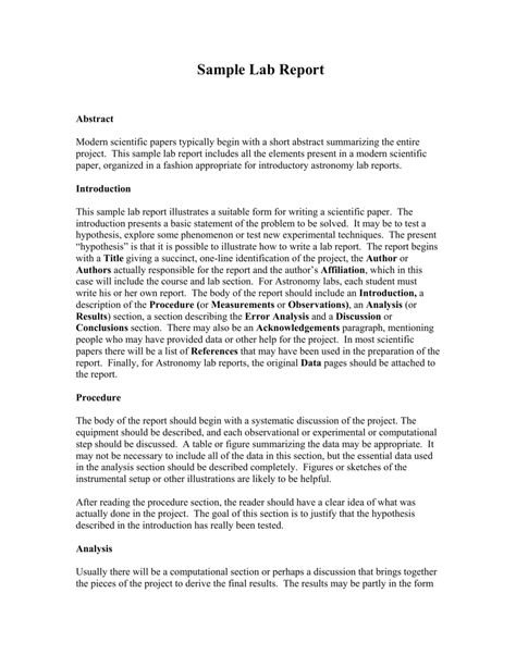 Sample Lab Report intended for Introduction Template For Report - Best Sample Template Introduction Template, Abstract Example, Lab Report Template, Physics Lab, Biology Labs, Lab Report, Abstract Template, Chemistry Labs, Report Writing