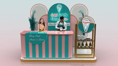 Small size food service counter customize ice cream kiosk design Ice Cream Stall Design, Candy Kiosk Design, Ice Cream Booth Design, Gelato Kiosk, Small Kiosk Design, Ice Cream Kiosk Design, Candy Kiosk, Ice Cream Booth, Ice Cream Stall