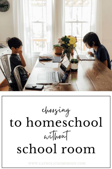 Here are the pros and cons of having a homeschool room versus not having a homeschool room. I started to think about why I homeschooled and how I wanted our homeschool to be like. That is when I moved all our homeschool stuff out of the basement and homeschool without a schoolroom. Homeschool In The Dining Room, Homeschool In Dining Room, Living Room Homeschool, Homeschool Dining Room Ideas, Homeschool Living Room, Dining Room Homeschool Space, Room Minimal, Dining Room And Living Room, Homeschool Room